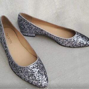 Talbots Edison Silver Glitter Flats Sz- 8
